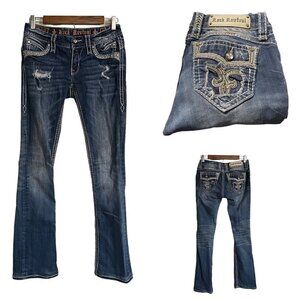 Rock Revival Womens Distressed Contrast Stitch Flap Pockets Ellor Slim Boot 27